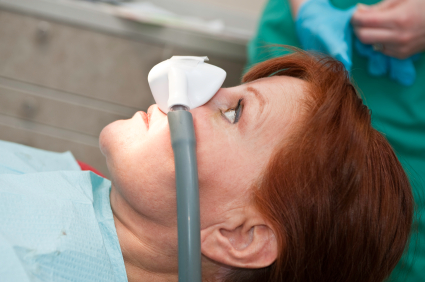 Patient with gas mask Minimal Sedation Nitrous Oxide